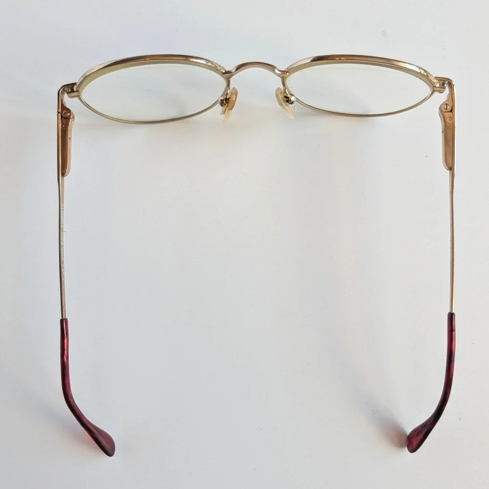 Liberty Gold Tone Frames Round Red Shiny‎ Filigree Glasses WY-15 FRAMES ONLY